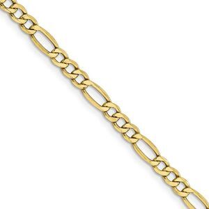 4.5mm, 10k Yellow Gold Hollow Figaro Chain Necklace, 20 Inch